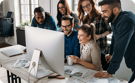 Happy people in a meeting